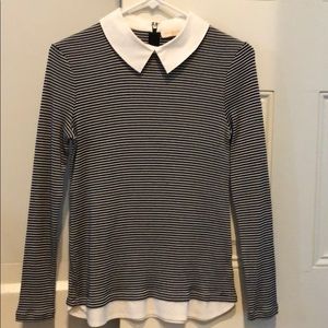 Tory Burch Striped Blouse with faux collar